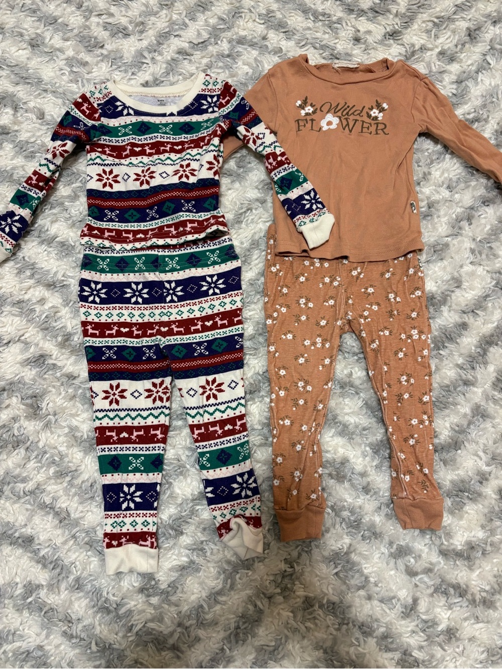 knix Girls' Rust Floral 'Wild Flower' Long Sleeve Pajama Set